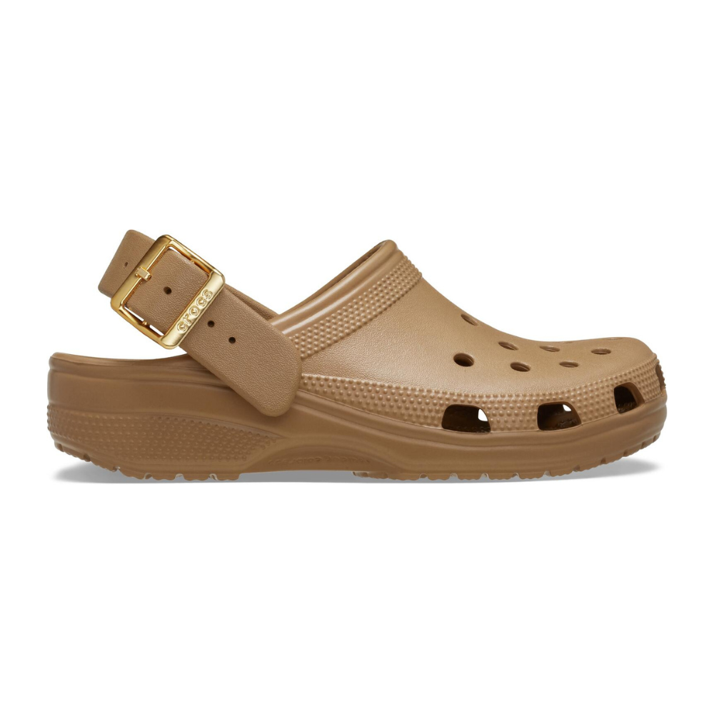 Classic Metallic Buckle clog - Sepia